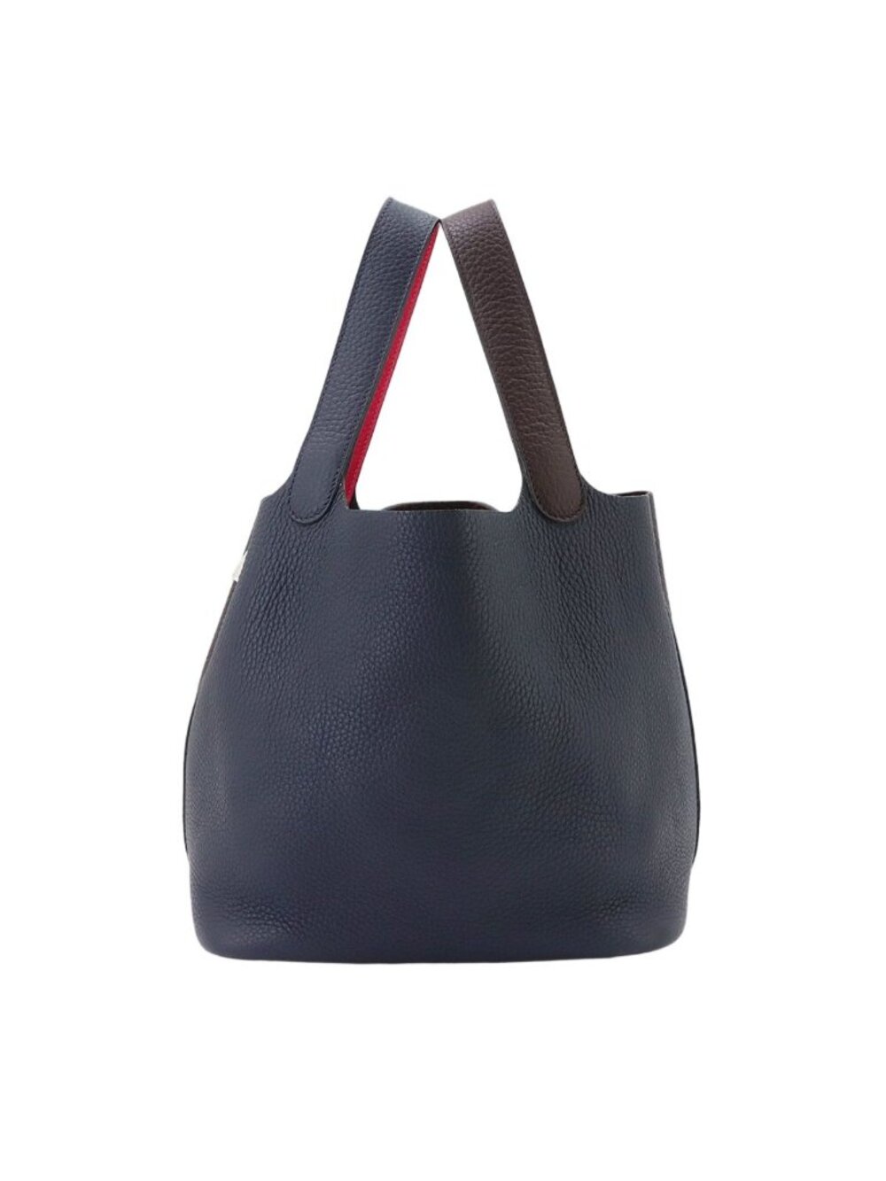 Hermes Picotin Lock 22 Casaque 2 Hand Bag Taurillon Clemence Bleu Nuit Rouge